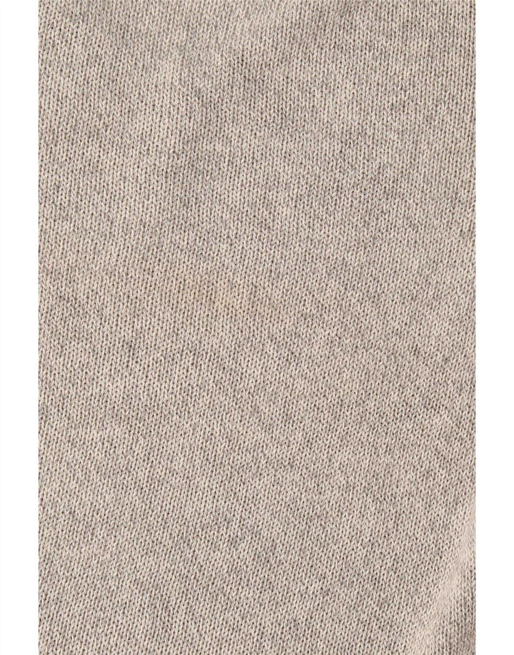 Massimo Dutti Damen-Pullover mit V-Ausschnitt, UK 14, mittelgrau gefleckte Baumwolle