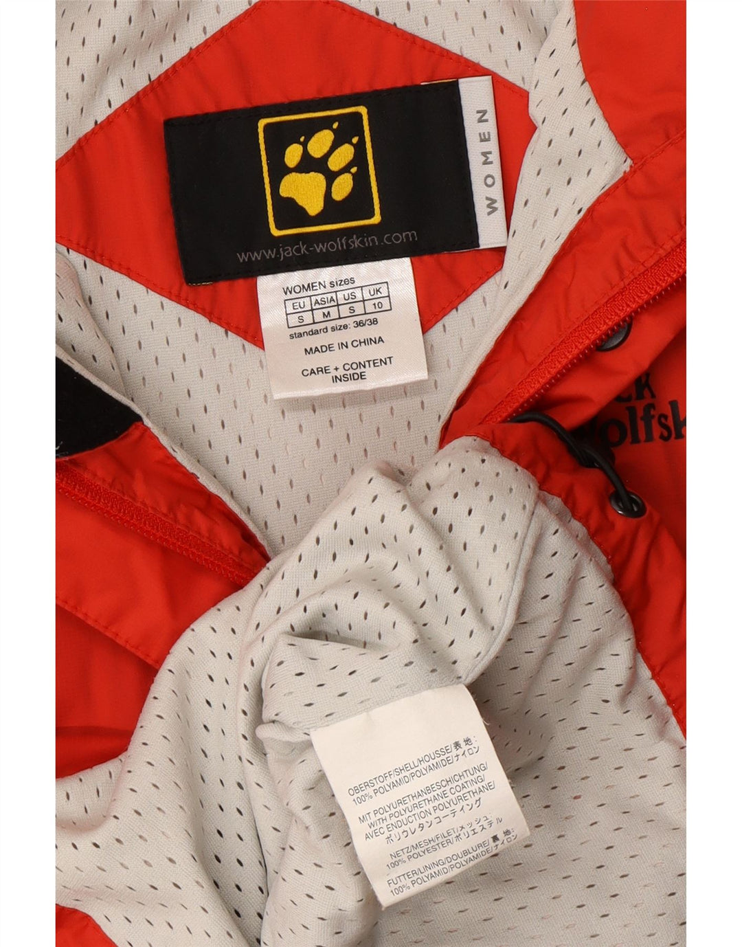 JACK WOLFSKIN Womens Hooded Rain Jacket UK 10 Small Red Polyamide Vintage Jack Wolfskin and Second-Hand Jack Wolfskin from Messina Hembry 