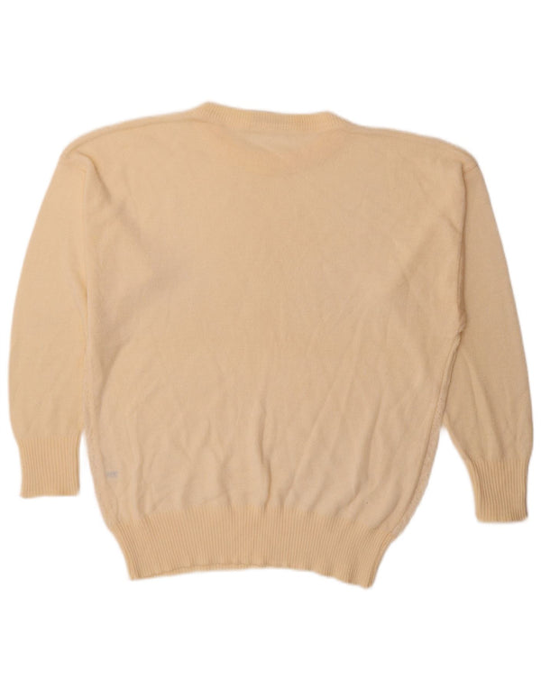 Vintage Damen Pullover mit Rundhalsausschnitt, EU 42, groß, gebrochenes Weiß mit Blumenmuster
