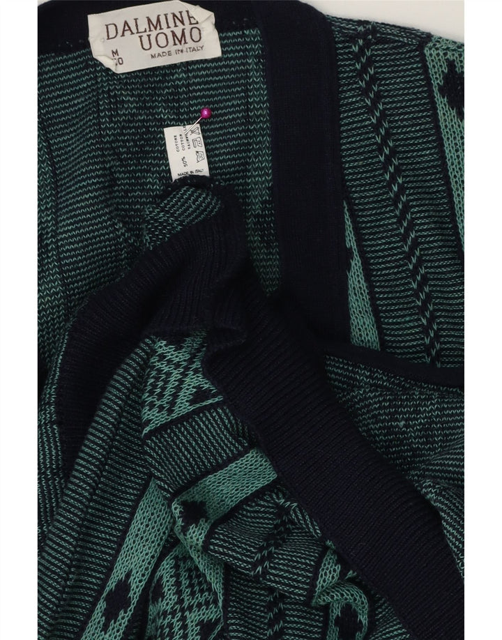 DALMINE Herren-Strickjacke aus mittelgrüner, geometrischer Baumwolle