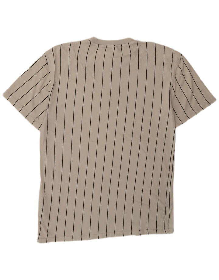 KARL KANI Herren-T-Shirt mit Grafik, Größe S, beige, gestreift, Baumwolle