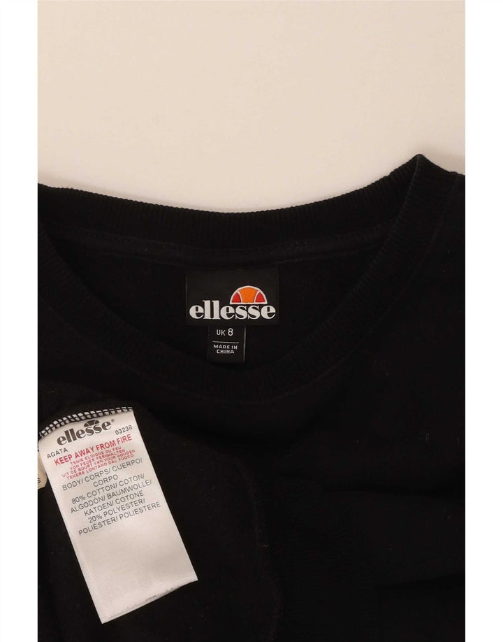 Ellesse Womens Graphic Oversized Sweatshirt Jumper UK 8 Small Black Cotton