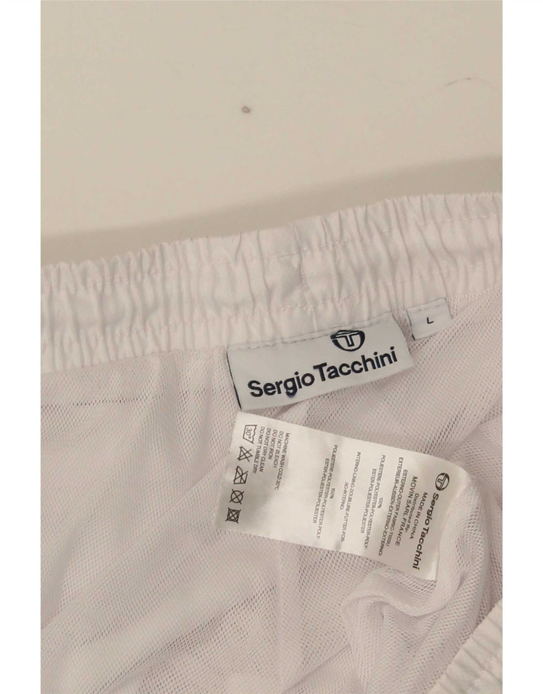 Sergio Tacchini Herren-Trainingshose, Jogginghose, Größe L, Weiß, Polyester