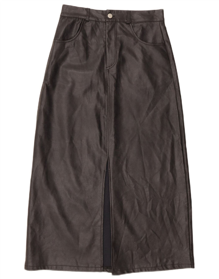 Vintage Damen Kunstfellrock Klein W26 Schwarz Polyurethan