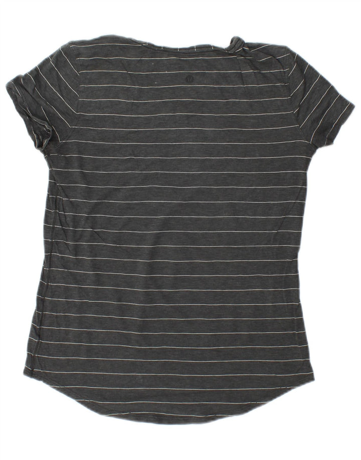 LULULEMON Damen T-Shirt Top UK 10 Small Grau gestreift