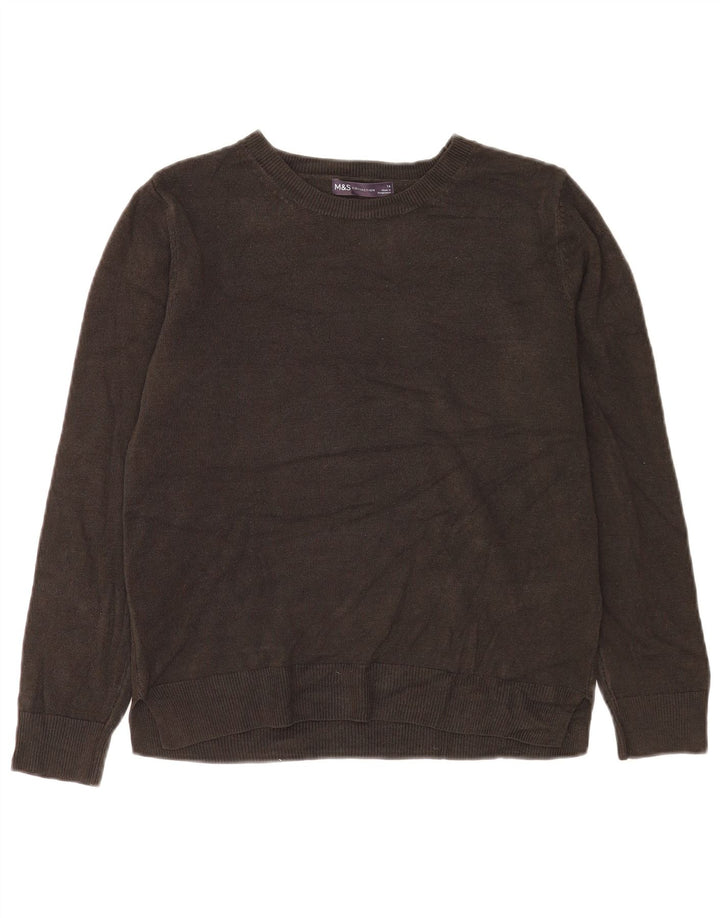 Marks & Spencer Damen-Pullover mit U-Boot-Ausschnitt, UK 14, Mittelbraun, Acryl