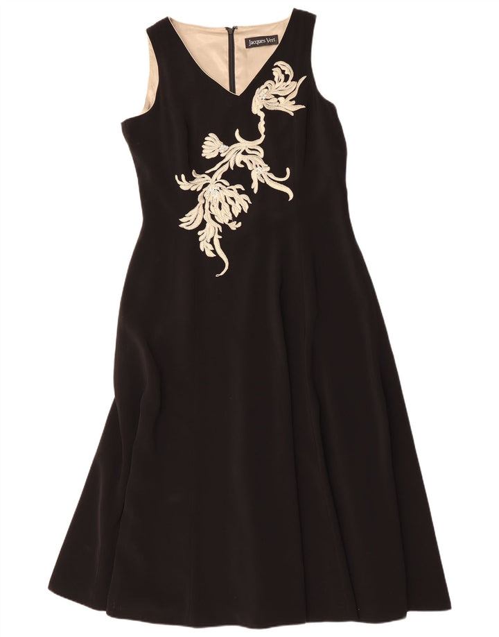 JACQUES VERT Damen Ärmelloses Maxikleid UK 14 Large Schwarz Polyester