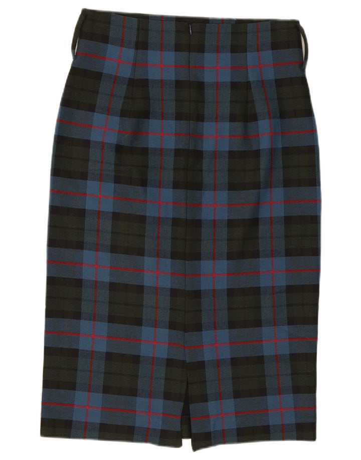 Zara Damen Midi-Bleistiftrock, groß, W32, blau kariertes Polyester