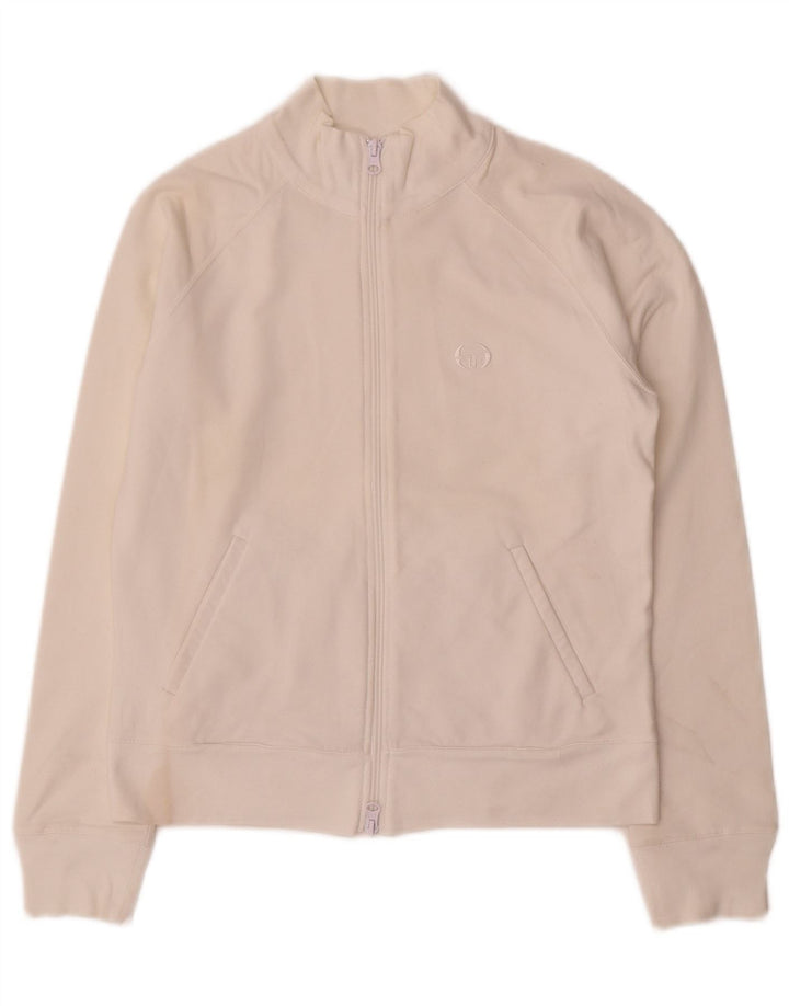 Sergio Tacchini Damen-Trainingsanzug-Oberteil, Jacke IT 44, mittelweiße Baumwolle