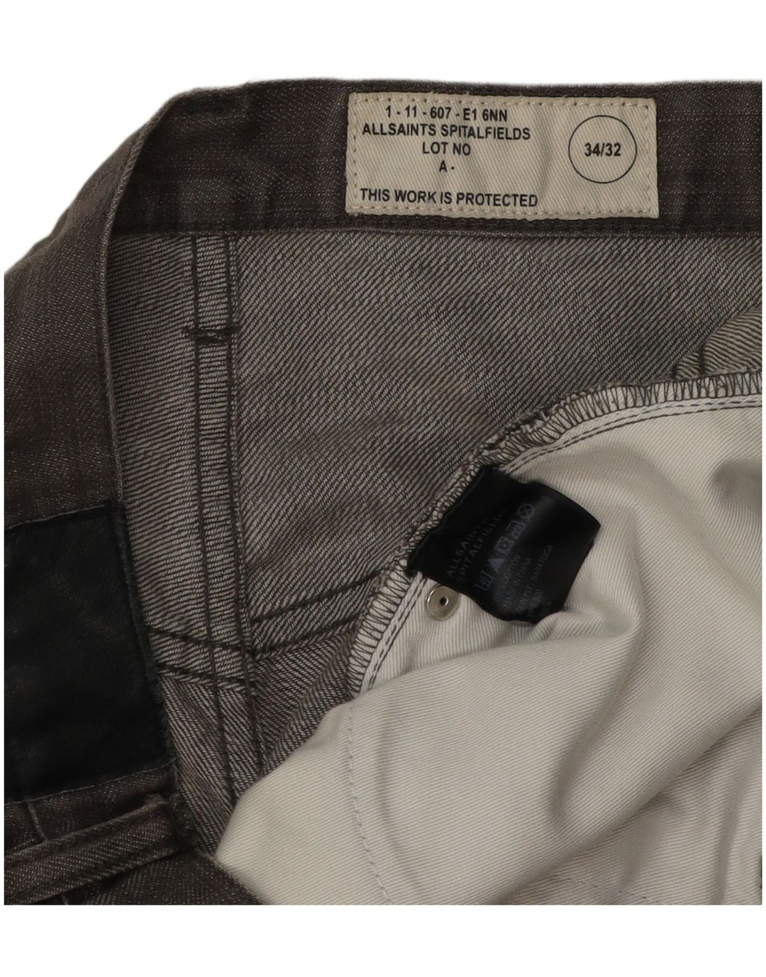 All Saints Herren Straight Jeans W34 L26 Graue Baumwolle