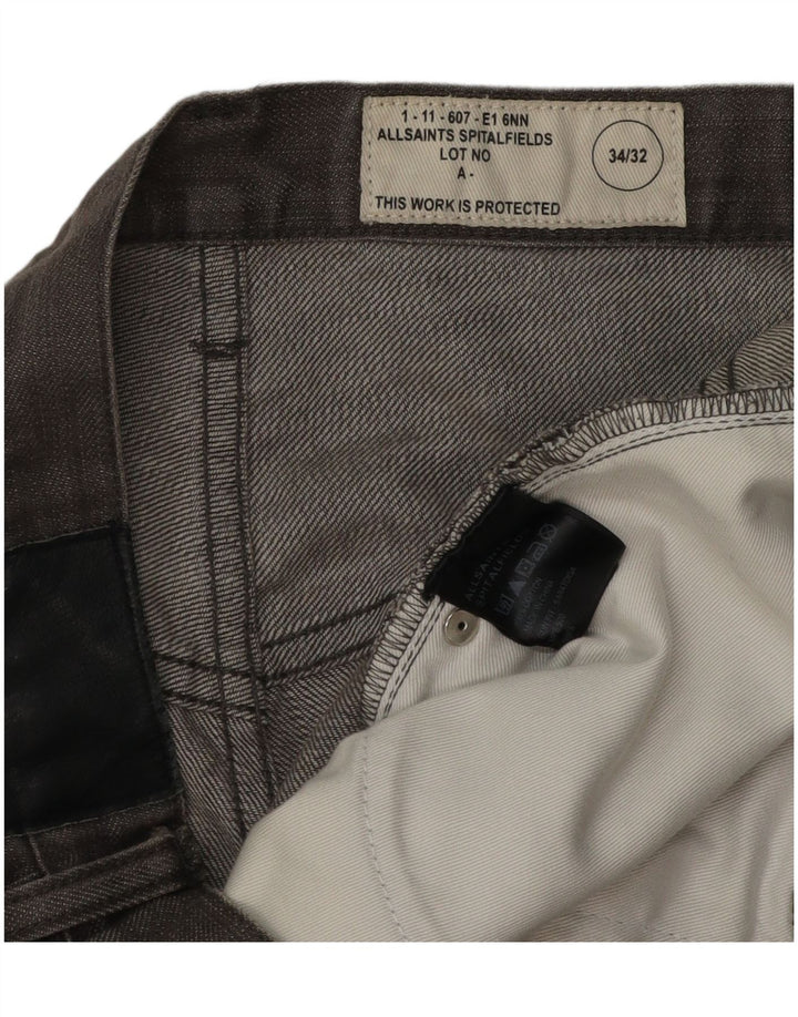 All Saints Herren Straight Jeans W34 L26 Graue Baumwolle
