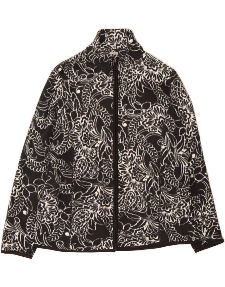 OVS Womens Fleece Jacket UK 20 2XL Black Floral Polyester Vintage OVS and Second-Hand OVS from Messina Hembry 