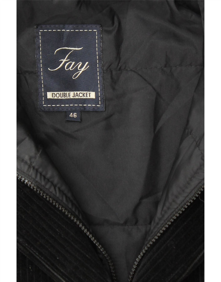 FAY Damen Blazerjacke aus Cord mit 3 Knöpfen, Gr. 46, Schwarz