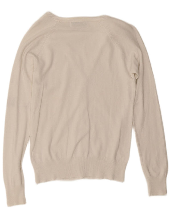 Zara Damen-Cardigan-Pullover UK 10 Small Weiße Baumwolle