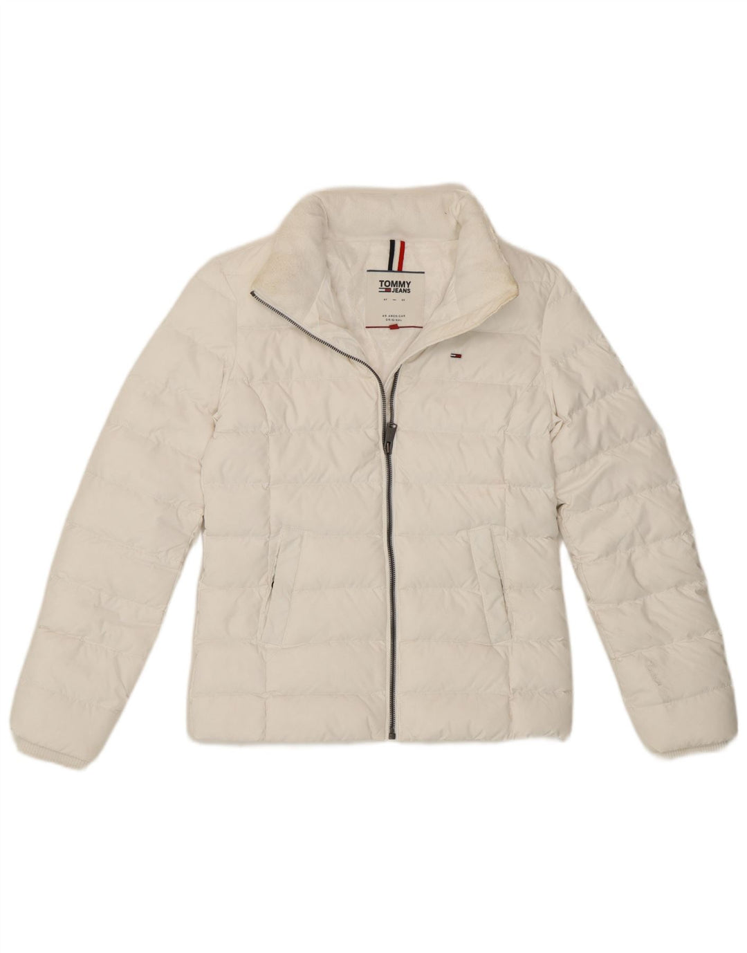 Tommy Hilfiger Damen Wattierte Jacke UK 6 XS Weiß Polyester