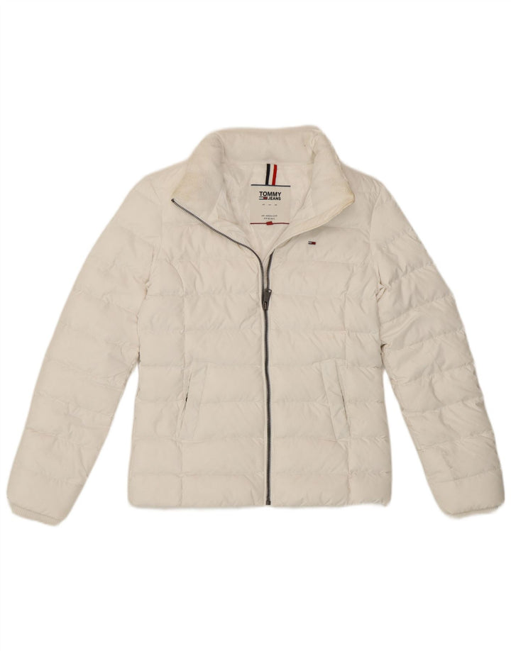 Tommy Hilfiger Damen Wattierte Jacke UK 6 XS Weiß Polyester