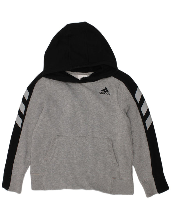 ADIDAS Kapuzenpullover mit Grafik für Jungen, 7–8 Jahre, Größe S, Grau, Colourblock-Baumwolle