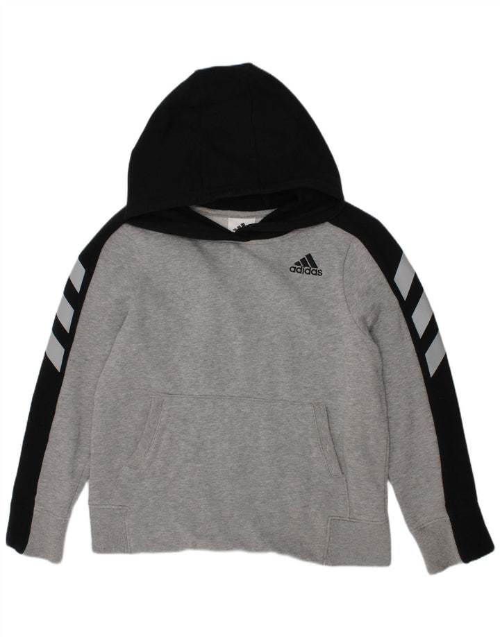 ADIDAS Kapuzenpullover mit Grafik für Jungen, 7–8 Jahre, Größe S, Grau, Colourblock-Baumwolle