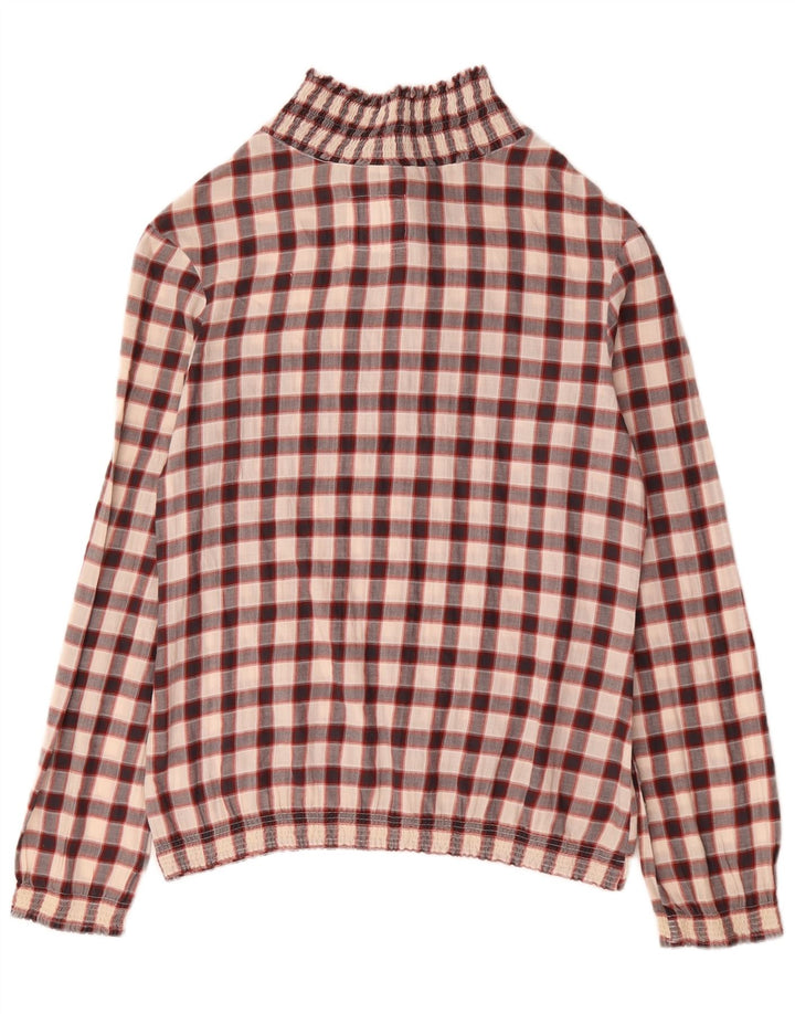Woolrich Langarm-Blusenoberteil für Damen, UK 14, mittleres Burgunderrot, Gingham-Baumwolle