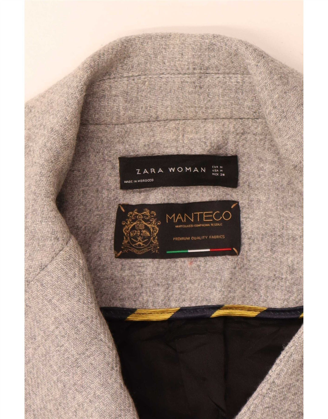 Zweireihiger Damenmantel von Zara, UK 14, mittelgraue Wolle