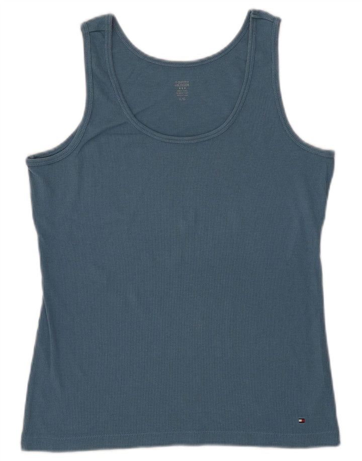Tommy Hilfiger Damen Weste Top UK 14 Large Blaue Baumwolle
