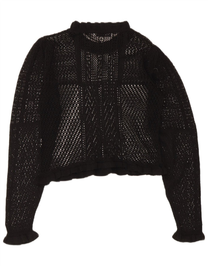 Zara Damen Crop Crochet Durchsichtiges Top UK 10 Small Schwarz