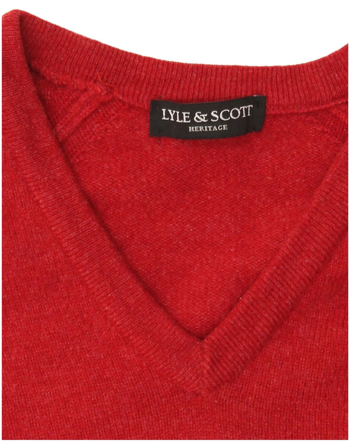 Lyle & Scott Herren Heritage Pullover mit V-Ausschnitt, Größe L, Rot