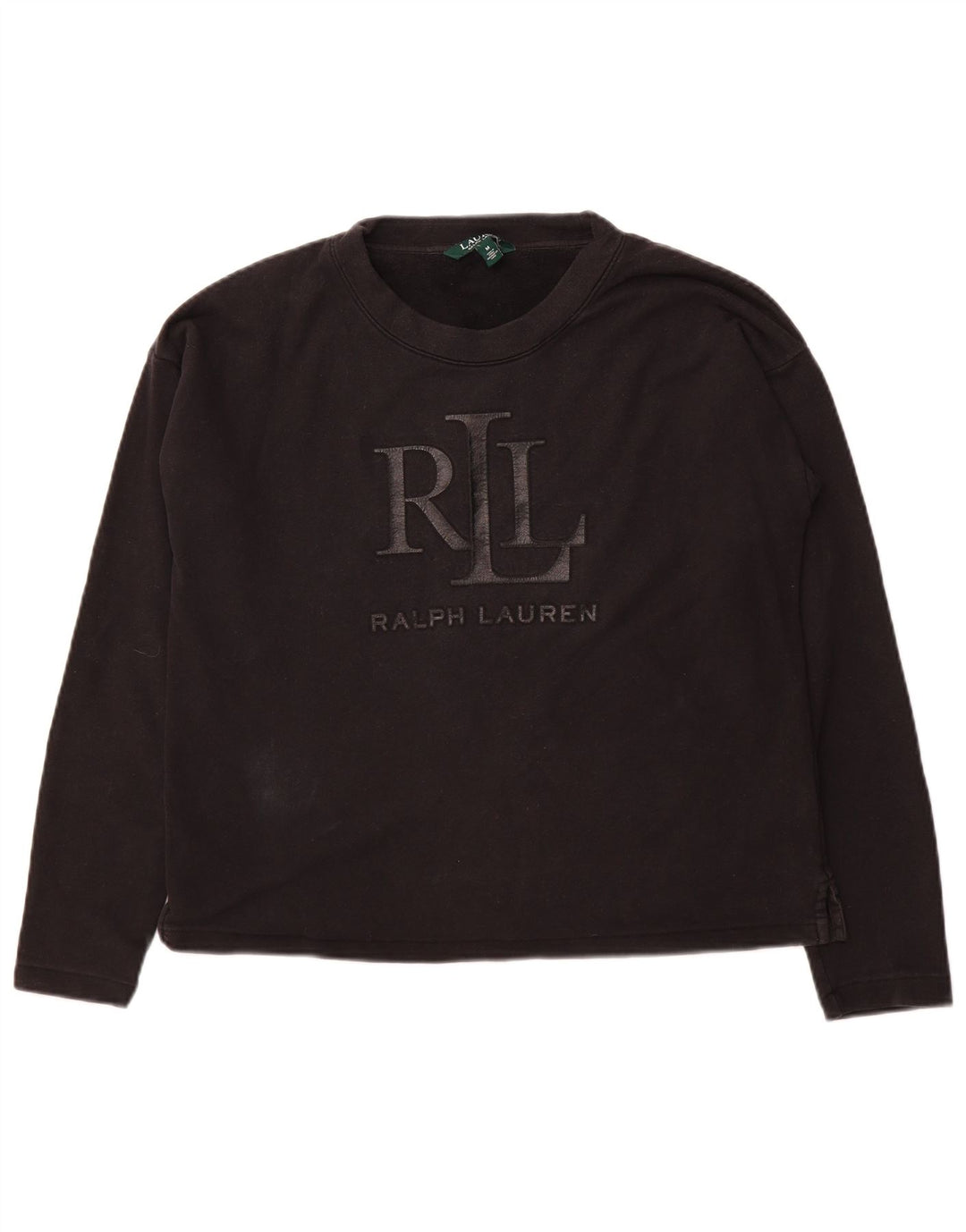 RALPH LAUREN Womens Graphic Oversized Sweatshirt Jumper UK 14 Medium Black