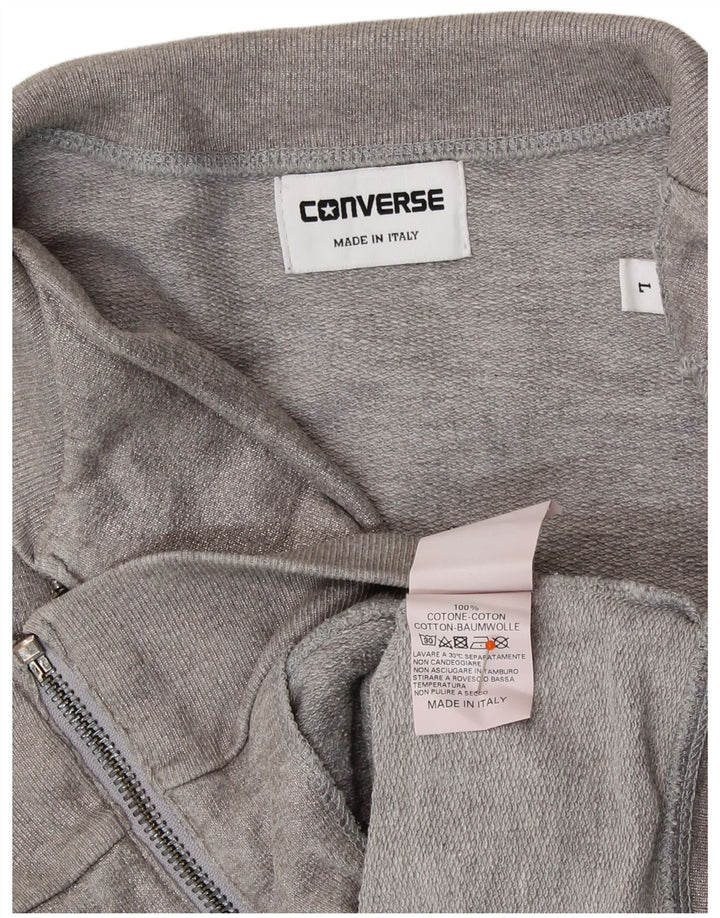 CONVERSE Damen-Trainingsanzug-Oberteiljacke UK 14 Large Silber Baumwolle