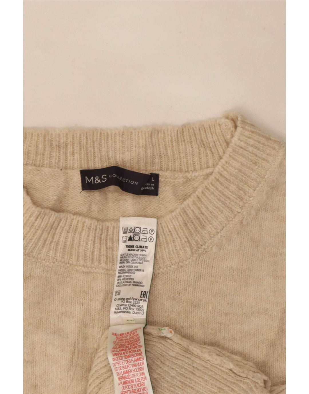 Marks & Spencer Damen Weste Tank Top UK 16 Large Beige Acryl