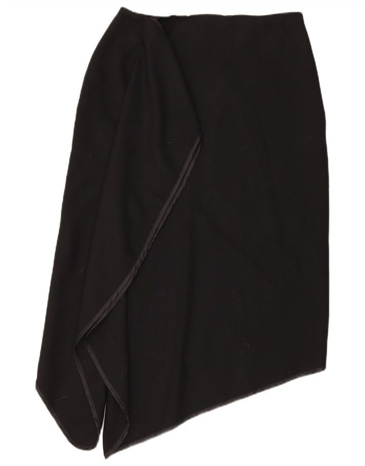 Vintage Damen Asymmetrischer Rock IT 46 Groß W30 Schwarze Wolle