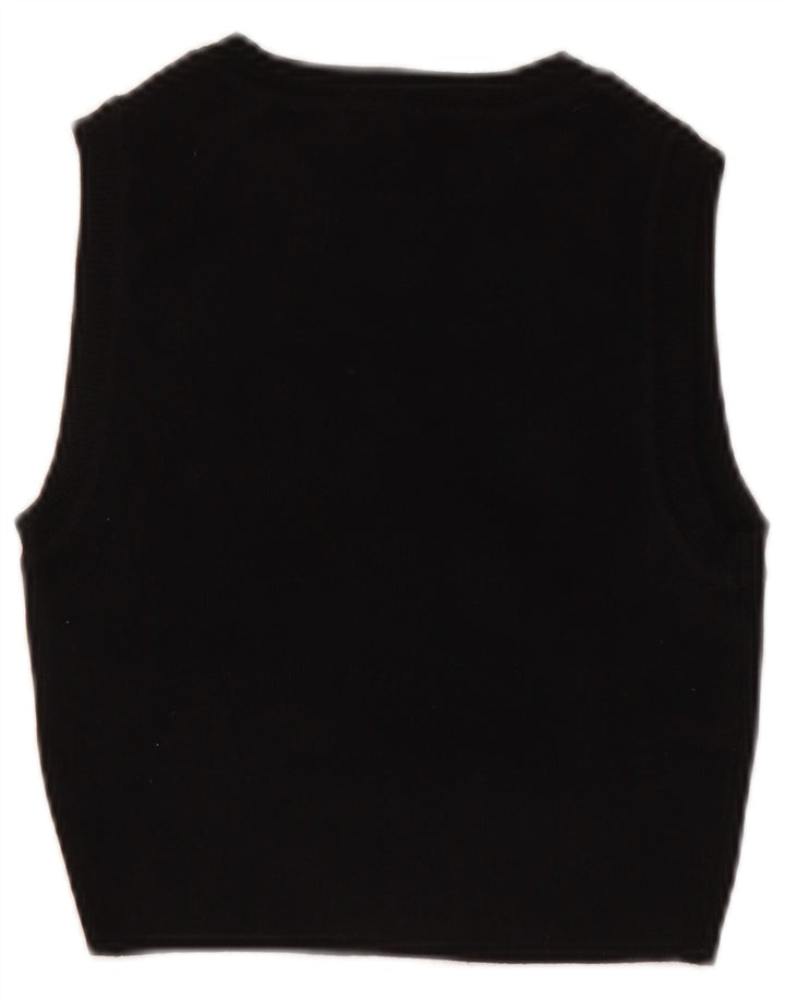 ZARA Damen Crop Vest Tank Top UK 8 Small Schwarz Viskose