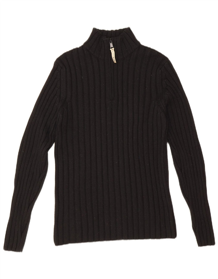 Rifle Herren-Pullover mit Reißverschluss am Hals, mittelschwarze Wolle