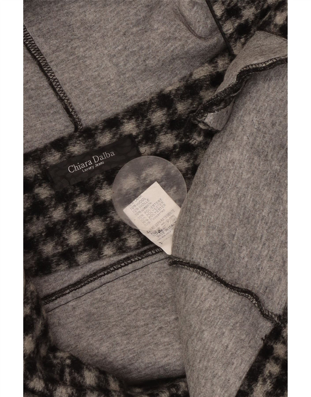 VINTAGE Damen Bomberjacke mit Kapuze UK 18 XL Schwarz karierte Wolle