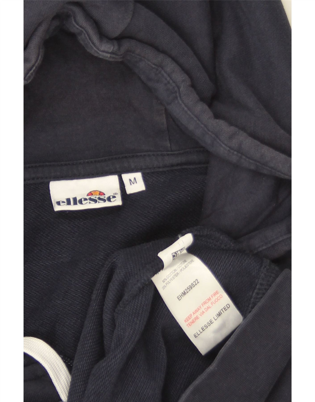 Ellesse Herren-Kapuzenpullover mit Reißverschluss, mittlere marineblaue gestreifte Baumwolle