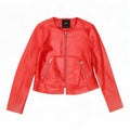 Zara Damen Crop Kunstlederjacke UK 12 Mittelrotes Polyester