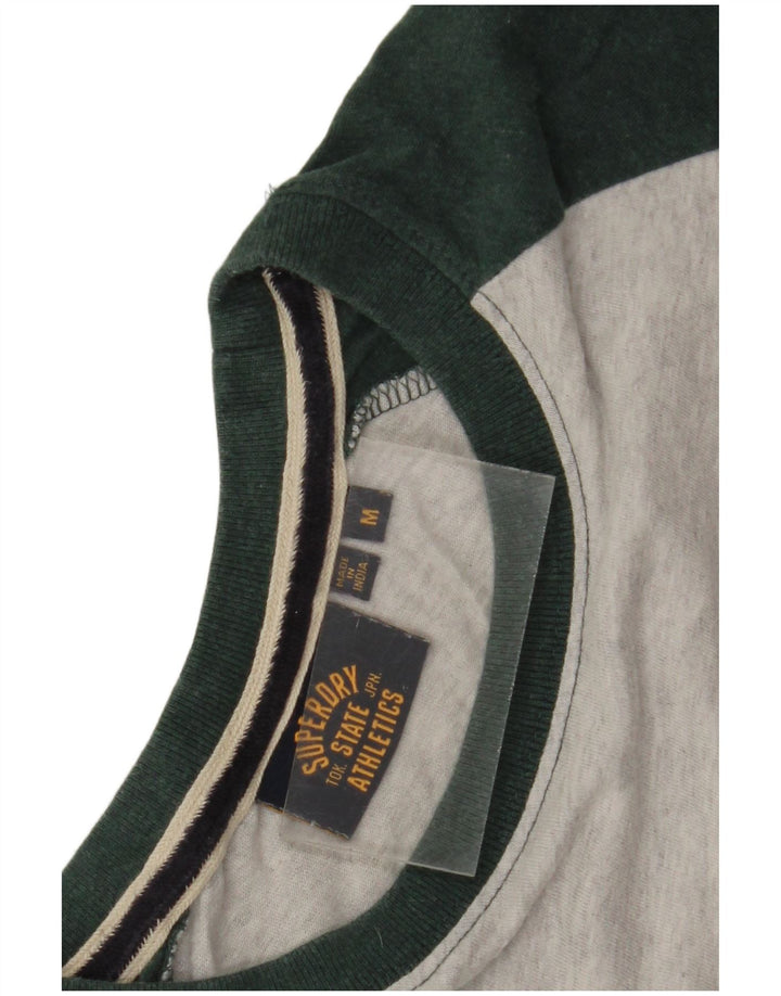 Superdry Herren-Oberteil aus langärmliger, mittelgrauer Colourblock-Baumwolle