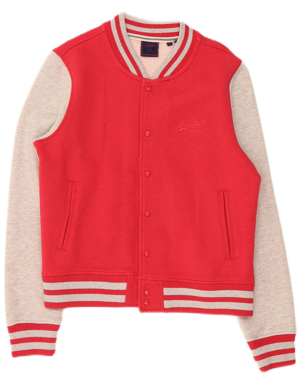 Superdry Damen-Trainingsanzug-Top-Jacke, UK 14, mittelrote Colourblock-Baumwolle