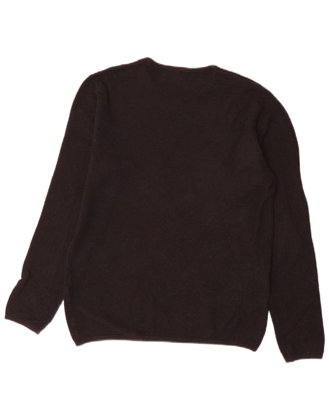 Zara Herren-Pullover mit Rundhalsausschnitt, groß, aus schwarzer Baumwolle