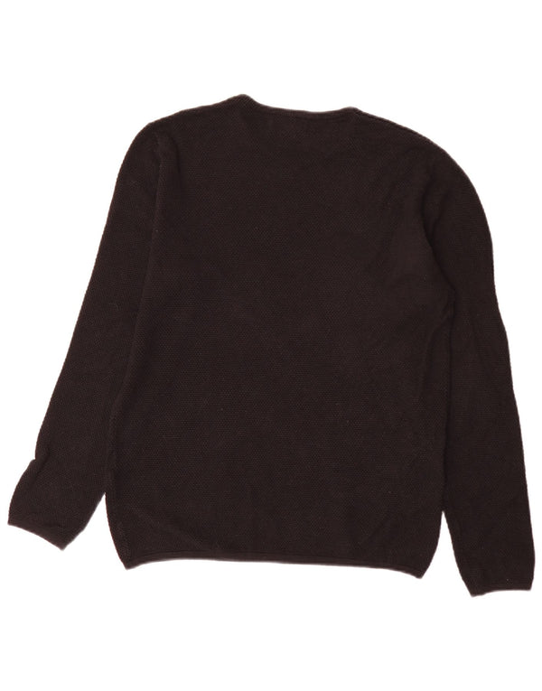 Zara Herren-Pullover mit Rundhalsausschnitt, groß, aus schwarzer Baumwolle