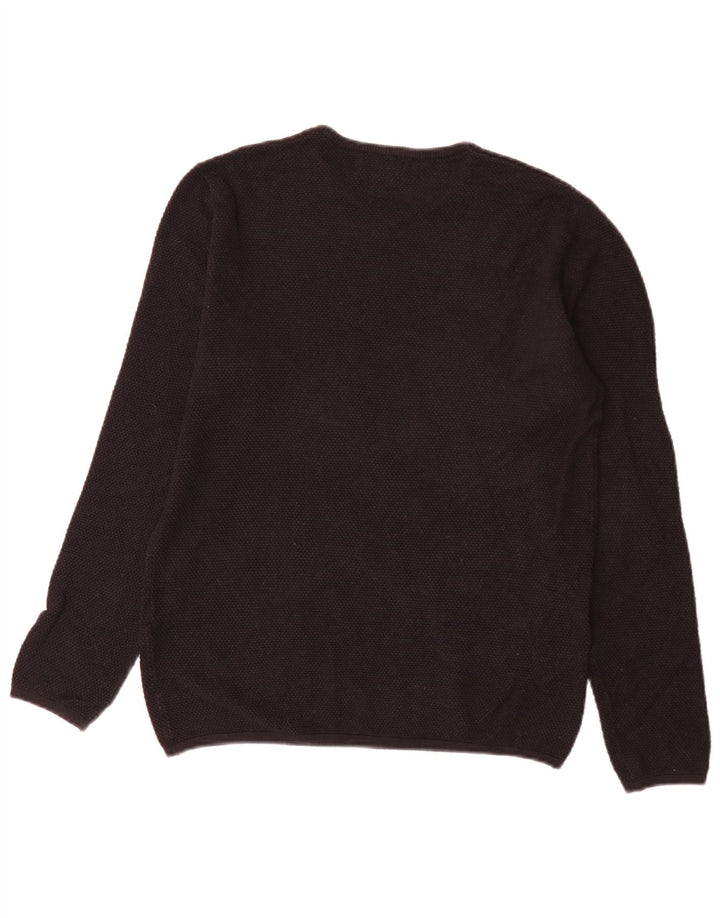 Zara Herren-Pullover mit Rundhalsausschnitt, groß, aus schwarzer Baumwolle