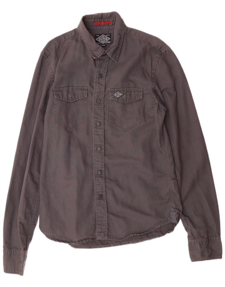 Superdry Herren-Hemd XL aus grauer Baumwolle