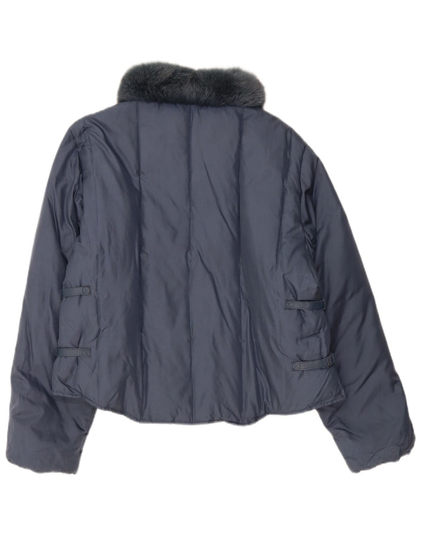Blunauta Damen Wattierte Jacke UK 16 Large Marineblaue Seide