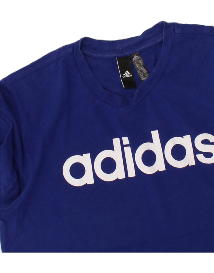 ADIDAS Mens Graphic T-Shirt Top Small Blue Cotton Vintage Adidas and Second-Hand Adidas from Messina Hembry 
