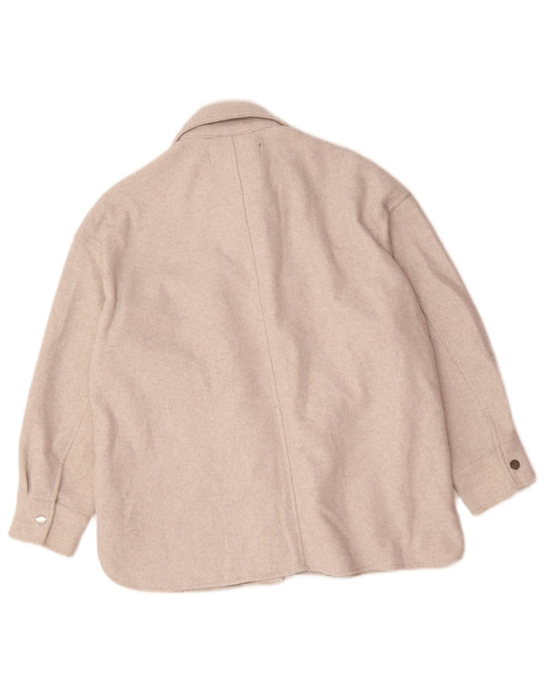Zara Damen Shacket Jacke UK 14 Medium Beige Polyester
