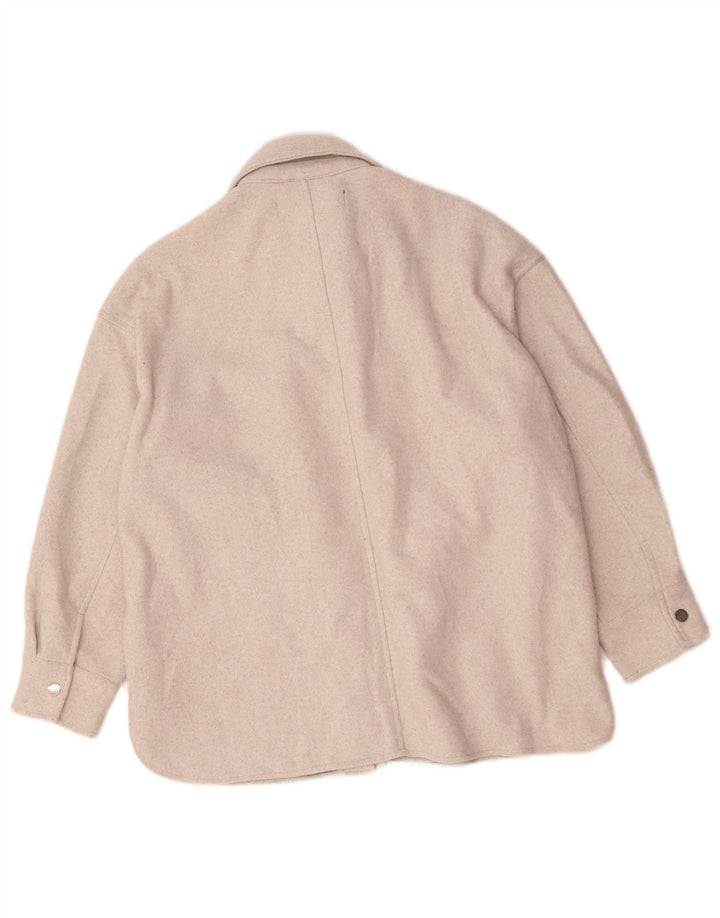 Zara Damen Shacket Jacke UK 14 Medium Beige Polyester