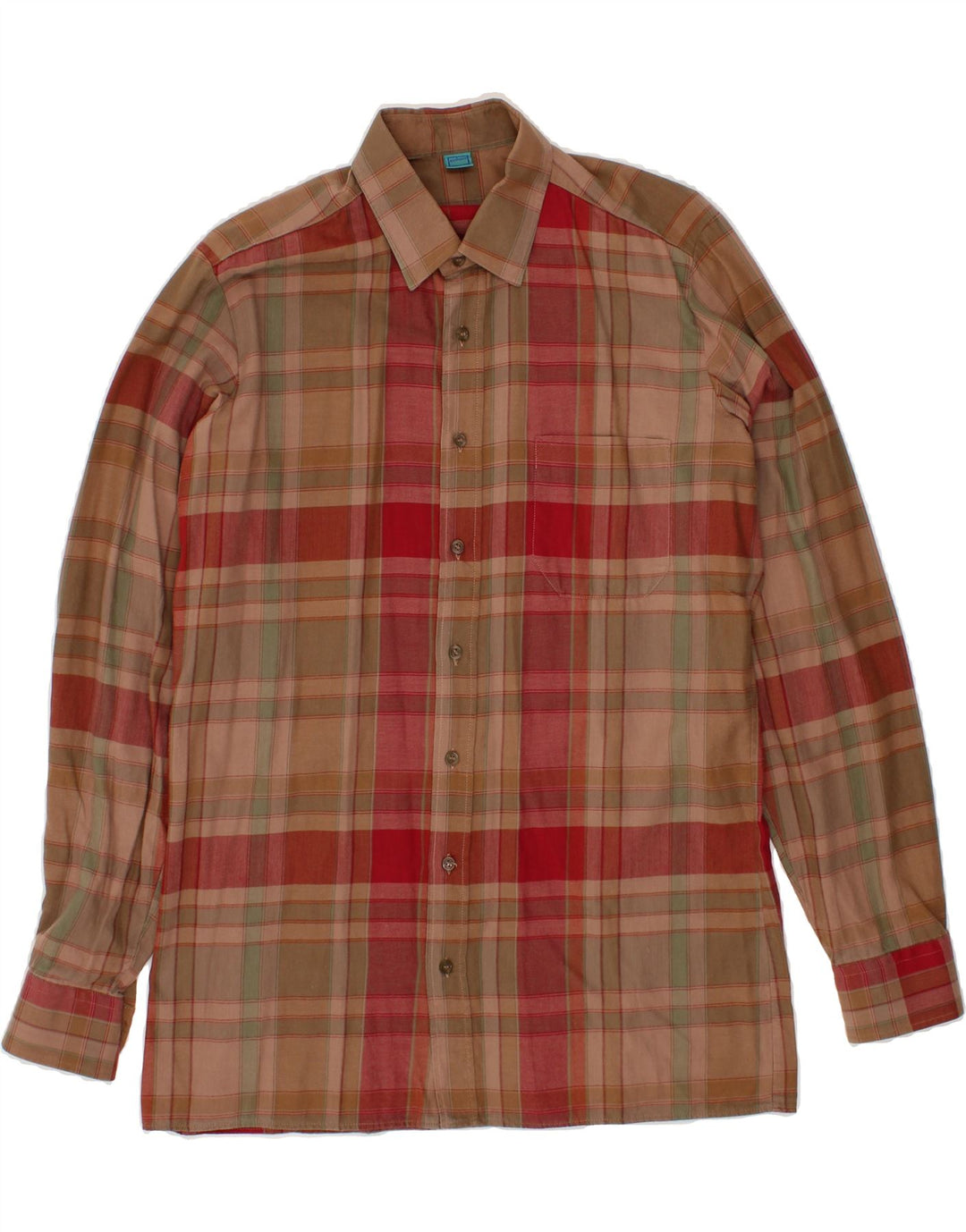 VINTAGE Mens Shirt Size 39 15 1/2 Medium Brown Check Cotton Vintage Vintage and Second-Hand Vintage from Messina Hembry 