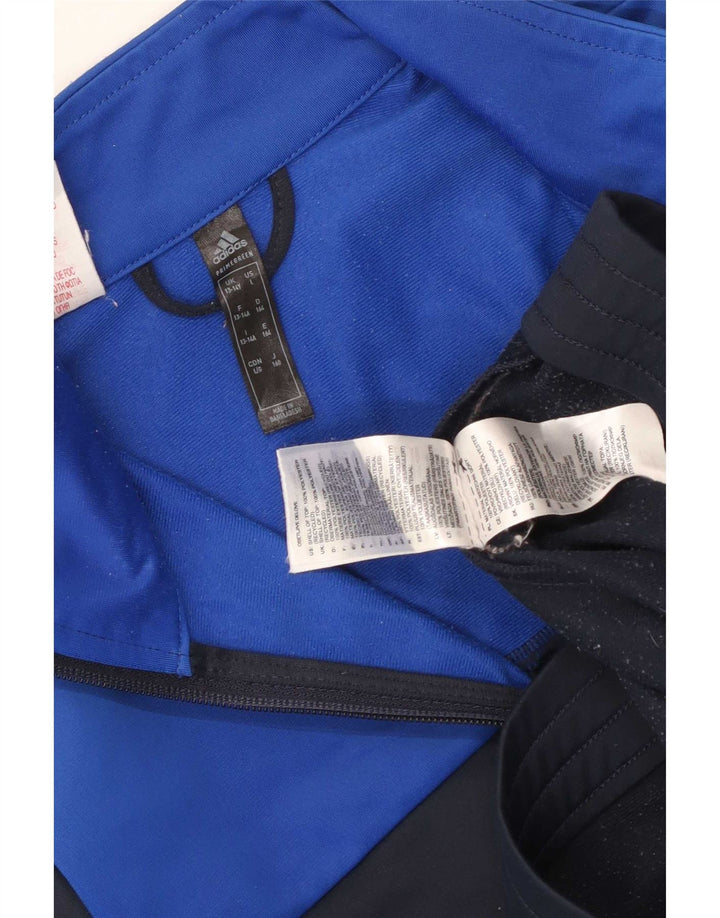 Adidas Jungen-Trainingsanzug-Top-Jacke, 13–14 Jahre, blaues Colourblock-Polyester