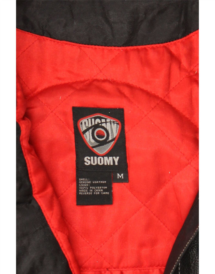 Suomy Damen Moto Racer Lederjacke UK 12 Mittelschwarzes Leder