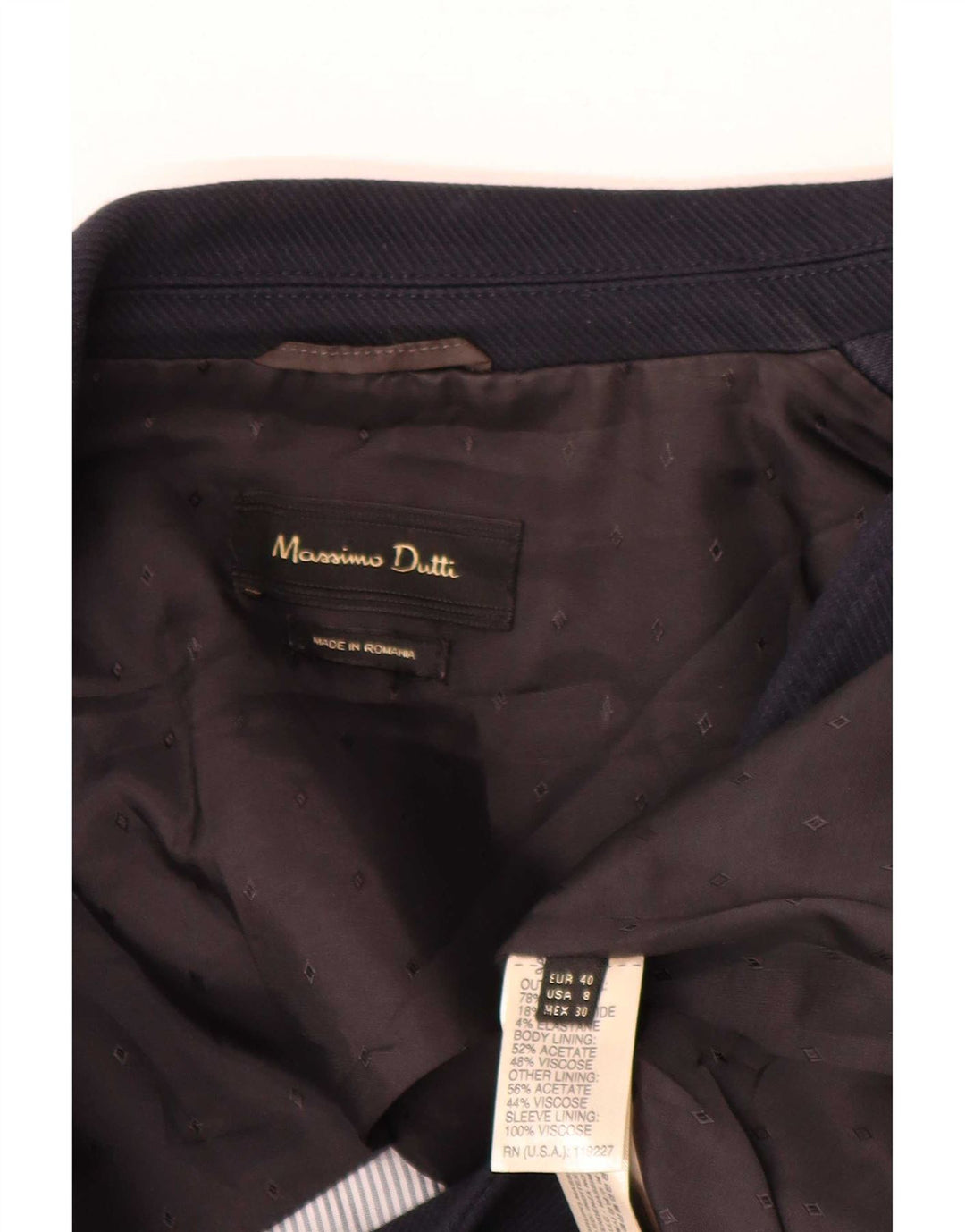 Massimo Dutti Damen-Blazerjacke mit 1 Knopf, EU 40, mittelmarineblaue Baumwolle